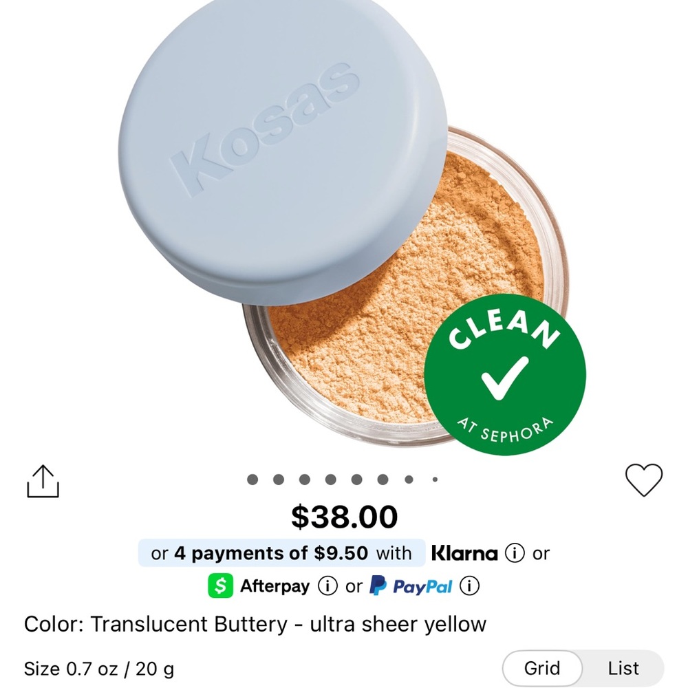 Kosas Translucent Buttery Loose Setting Powder — Sheer Yellow
